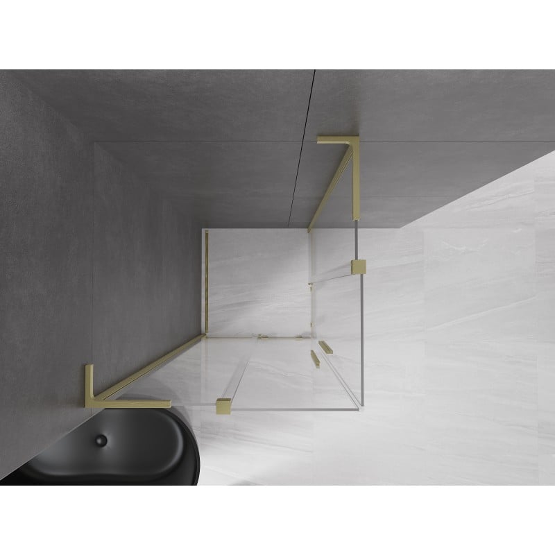 Mexen Velar L Duo cabine de douche coulissante 80 x 80 cm, transparent, or brossé - 871-080-080-02-03-55