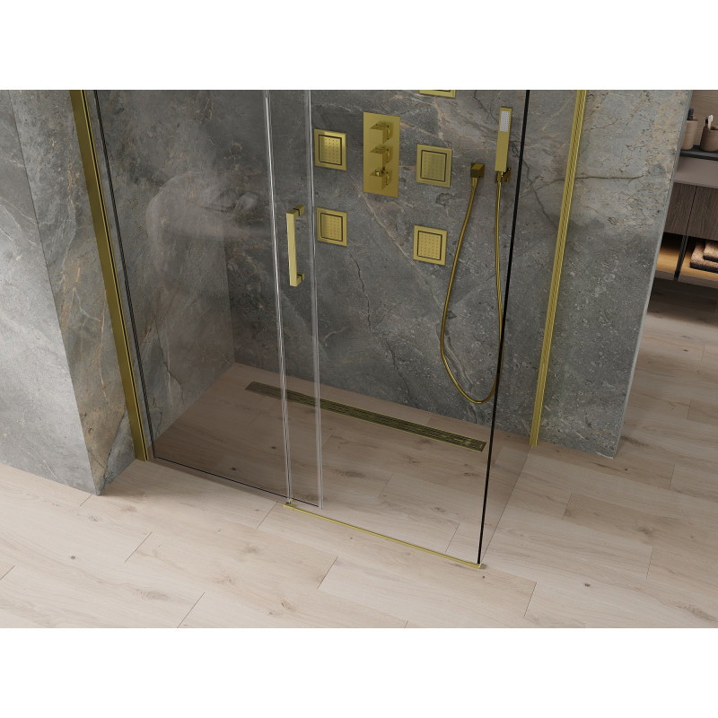 Mexen Omega cabine de douche coulissante 140 x 80 cm, transparente, dorée - 825-140-080-50-00