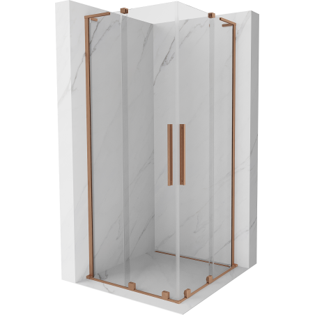 Mexen Velar L Duo cabine de douche coulissante 100 x 100 cm, transparent, cuivre brossé - 871-100-100-02-03-65
