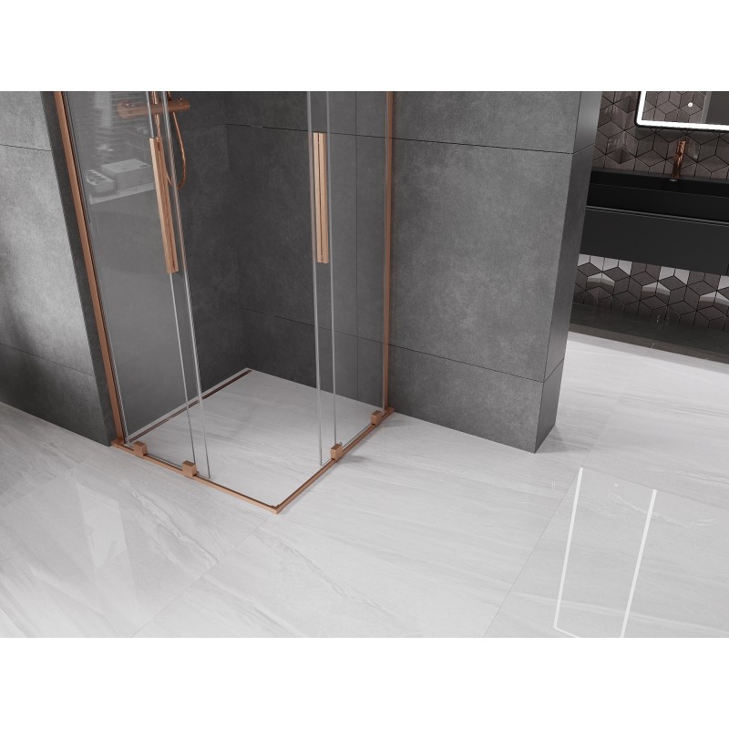 Mexen Velar L Duo cabine de douche coulissante 90 x 90 cm, transparent, cuivre brossé - 871-090-090-02-03-65