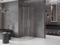 Mexen Velar L Cabine de douche coulissante Duo 80 x 80 cm, transparent, cuivre brossé - 871-080-080-02-03-65
