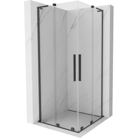 Mexen Velar L Duo cabine de douche coulissante 80 x 80 cm, transparent, gris pistolet brossé - 871-080-080-02-03-66