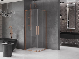 Mexen Velar L Duo cabine de douche coulissante 100 x 100 cm, transparent, cuivre brossé - 871-100-100-02-03-65