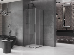 Mexen Velar L Duo cabine de douche coulissante 80 x 80 cm, transparent, gris pistolet brossé - 871-080-080-02-03-66