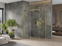 Mexen Omega cabine de douche coulissante 130 x 100 cm, transparente, dorée - 825-130-100-50-00
