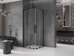 Mexen Velar L Duo cabine de douche coulissante 80 x 80 cm, transparent, noire - 871-080-080-02-03-70