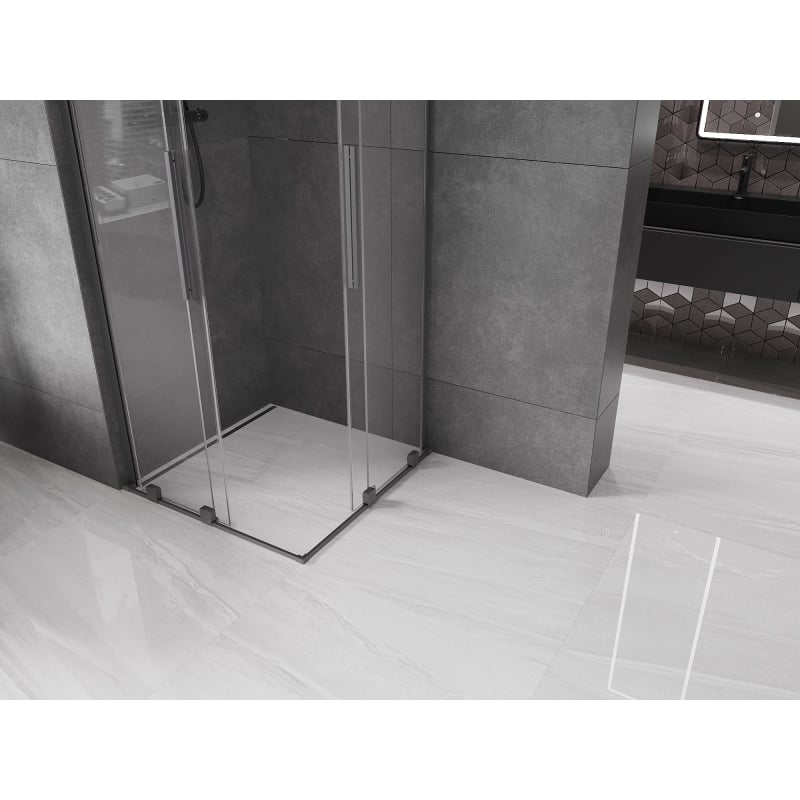 Mexen Velar L Duo cabine de douche coulissante 80 x 80 cm, transparent, métal gun - 871-080-080-02-03-95