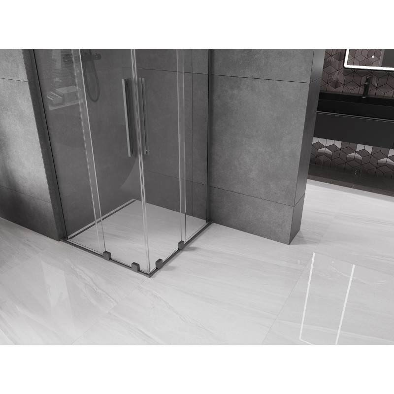 Mexen Velar L Duo cabine de douche coulissante 80 x 80 cm, transparent, métal gun - 871-080-080-02-03-95