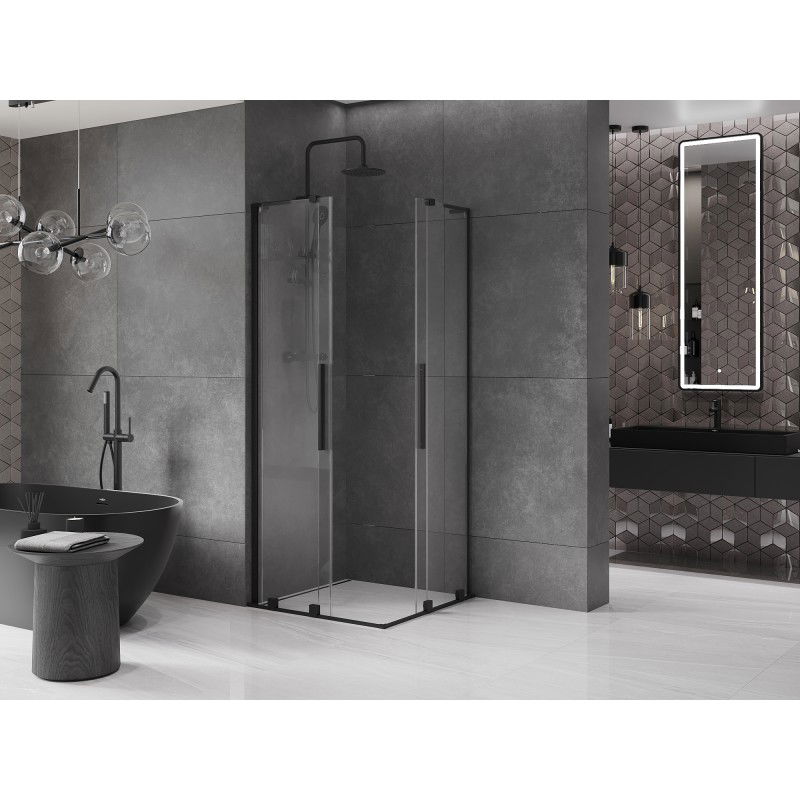 Mexen Velar L Duo cabine de douche coulissante 90 x 90 cm, transparente, noire - 871-090-090-02-03-70