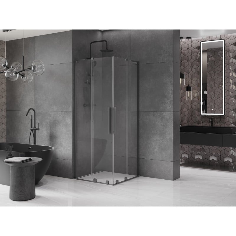 Mexen Velar L Duo cabine de douche coulissante 90 x 90 cm, transparent, gun metal - 871-090-090-02-03-95