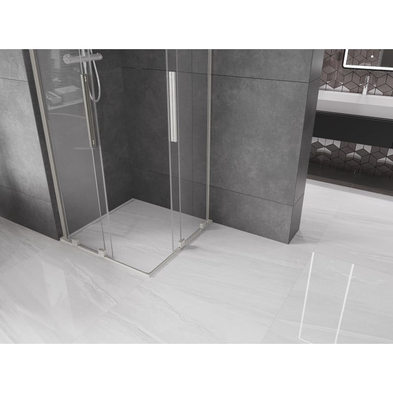 Mexen Velar L Duo cabine de douche coulissante 80 x 80 cm, transparent, nickel brossé - 871-080-080-02-03-97