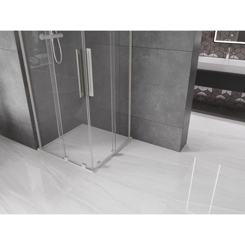 Mexen Velar L Duo cabine de douche coulissante 80 x 80 cm, transparent, nickel brossé - 871-080-080-02-03-97