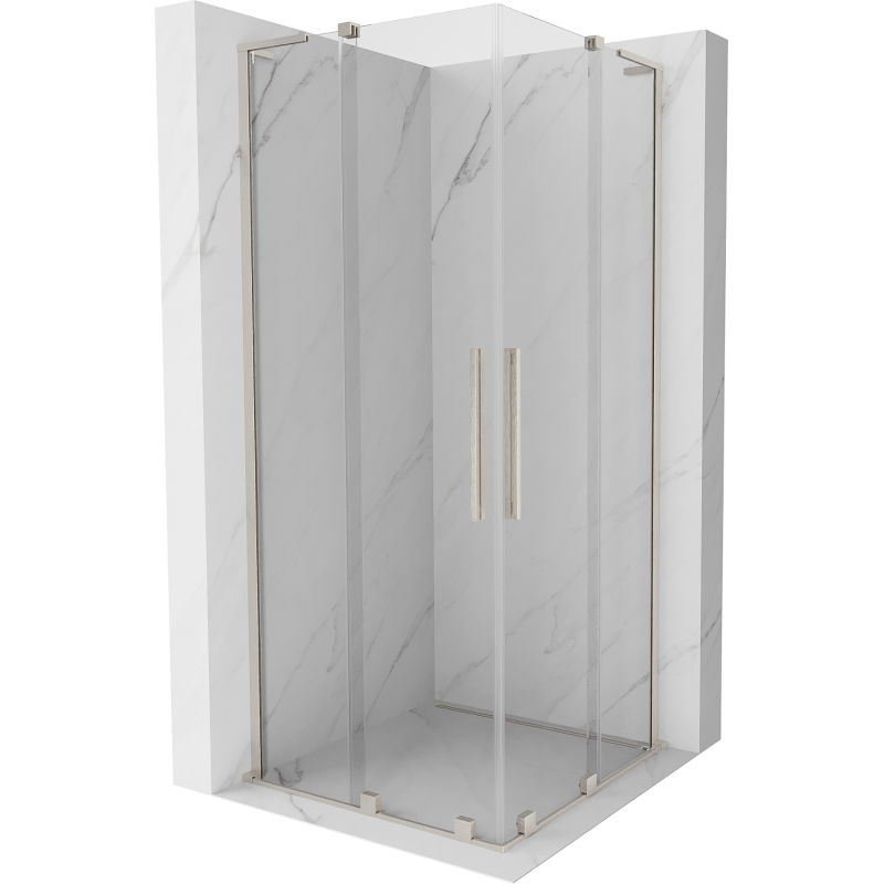 Cabine de douche coulissante Mexen Velar L Duo 100 x 100 cm, transparent, nickel brossé - 871-100-100-02-03-97