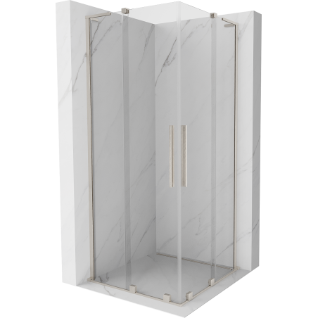 Mexen Velar L Duo cabine de douche coulissante 100 x 100 cm, transparent, nickel brossé - 871-100-100-02-03-97