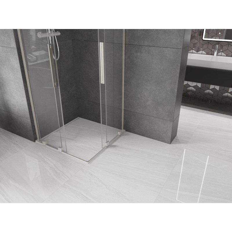 Mexen Velar L Duo cabine de douche coulissante 100 x 100 cm, transparent, nickel brossé - 871-100-100-02-03-97