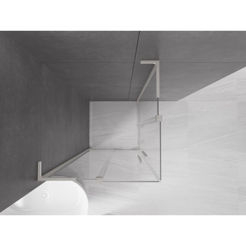 Mexen Velar L Duo cabine de douche coulissante 80 x 80 cm, transparent, nickel brossé - 871-080-080-02-03-97