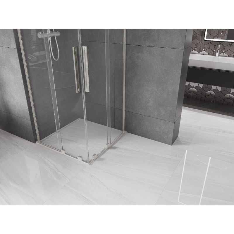 Mexen Velar L Duo cabine de douche coulissante 100 x 100 cm, transparent, nickel brossé - 871-100-100-02-03-97