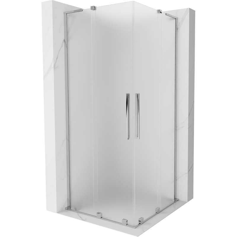 Cabine de douche coulissante Mexen Velar L Duo 80 x 80 cm, givrée, chrome - 871-080-080-02-33-01