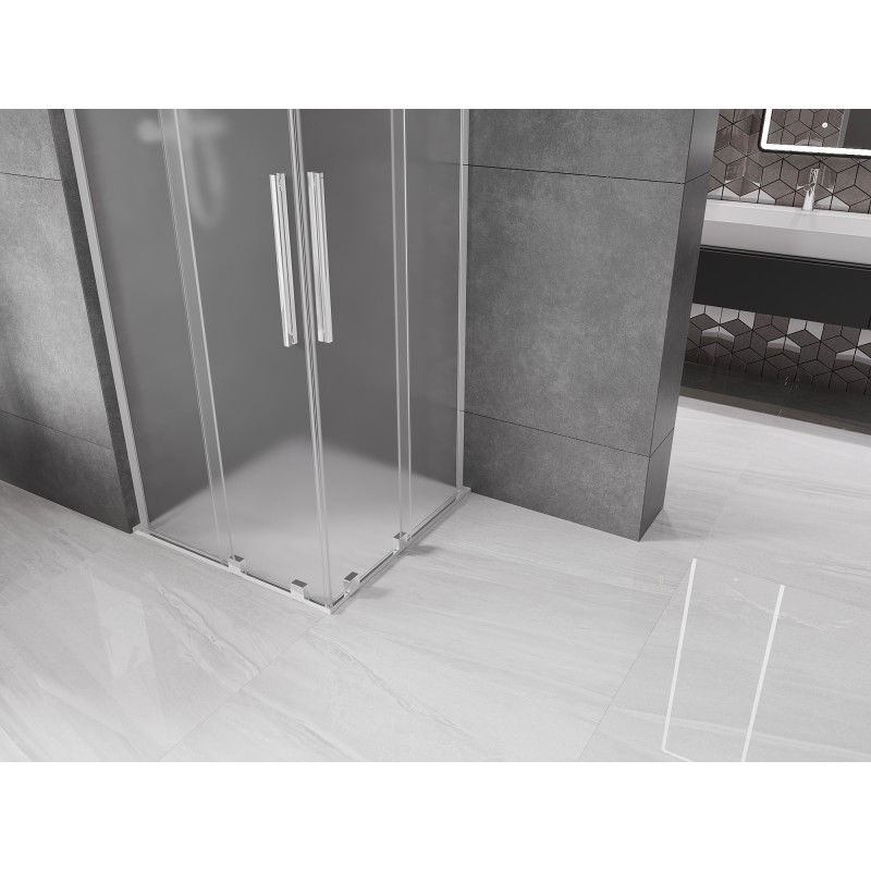 Mexen Velar L Duo cabine de douche coulissante 80 x 80 cm, givre, chrome - 871-080-080-02-33-01