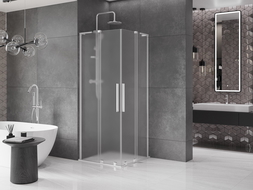 Mexen Velar L Duo cabine de douche coulissante 90 x 90 cm, givrée, chrome - 871-090-090-02-33-01