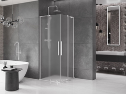 Mexen Velar L Duo cabine de douche coulissante 100 x 100 cm, givré, chrome - 871-100-100-02-33-01