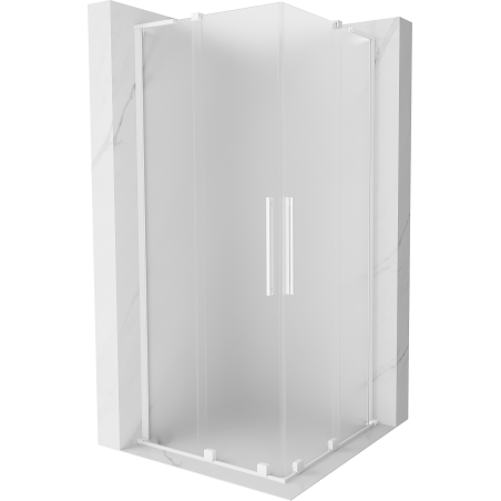 Cabine de douche coulissante Mexen Velar L Duo 100 x 100 cm, givrée, blanche - 871-100-100-02-33-20