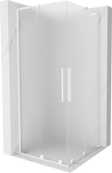 Cabine de douche coulissante Mexen Velar L Duo 100 x 100 cm, givrée, blanche - 871-100-100-02-33-20