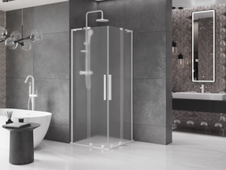 Mexen Velar L Duo cabine de douche coulissante 100 x 100 cm, givrée, blanche - 871-100-100-02-33-20