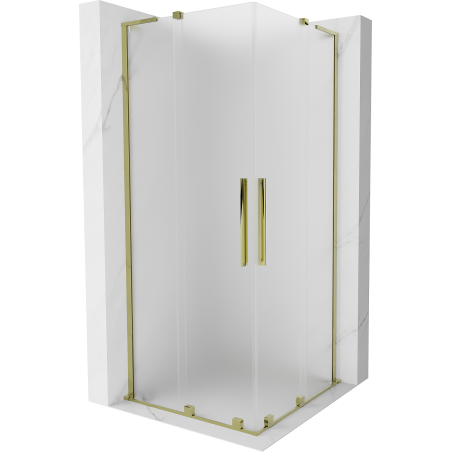 Mexen Velar L Duo cabine de douche coulissante 100 x 100 cm, givré, or - 871-100-100-02-33-50