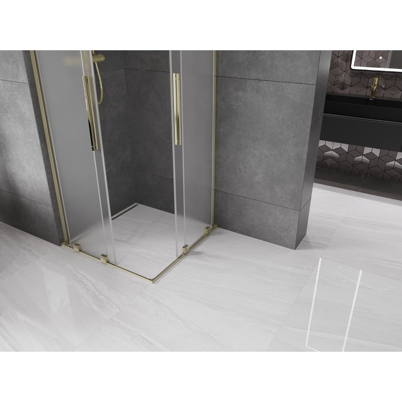 Mexen Velar L Duo cabine de douche coulissante 80 x 80 cm, givrée, dorée - 871-080-080-02-33-50