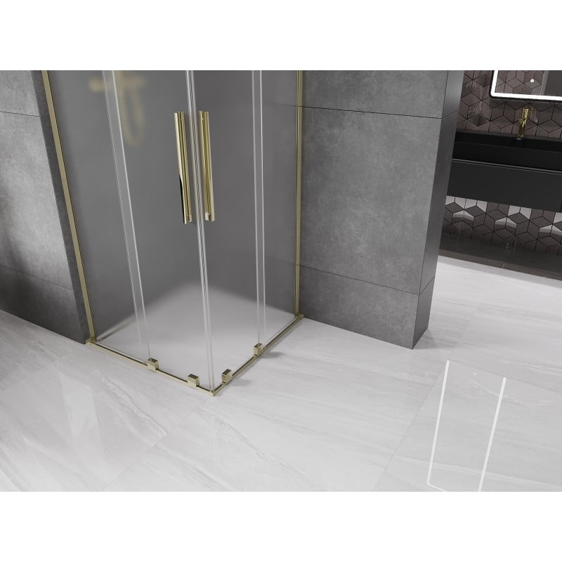 Mexen Velar L Duo cabine de douche coulissante 80 x 80 cm, givrée, dorée - 871-080-080-02-33-50