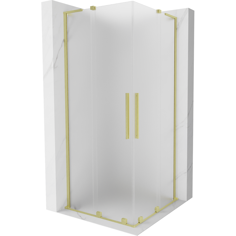 Mexen Velar L Duo cabine de douche coulissante 100 x 100 cm, givre, or brossé - 871-100-100-02-33-55