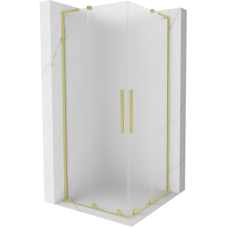 Mexen Velar L Duo cabine de douche coulissante 100 x 100 cm, givre, or brossé - 871-100-100-02-33-55