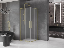Mexen Velar L Cabine de douche coulissante Duo 100 x 100 cm, dépoli, doré brossé - 871-100-100-02-33-55