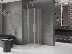 Mexen Velar L Duo cabine de douche coulissante 90 x 90 cm, givré, or brossé - 871-090-090-02-33-55