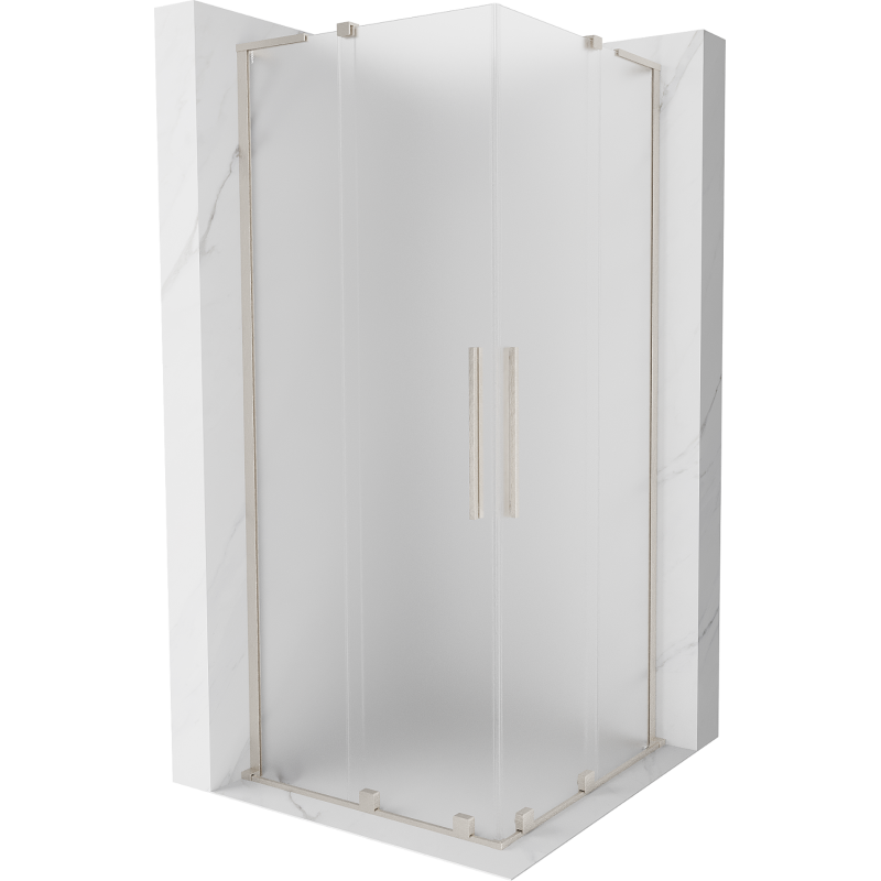 Mexen Velar L Duo cabine de douche coulissante 80 x 80 cm, givré, nickel brossé - 871-080-080-02-33-97
