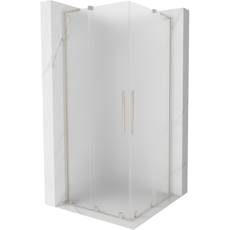 Mexen Velar L Duo cabine de douche coulissante 80 x 80 cm, givré, nickel brossé - 871-080-080-02-33-97