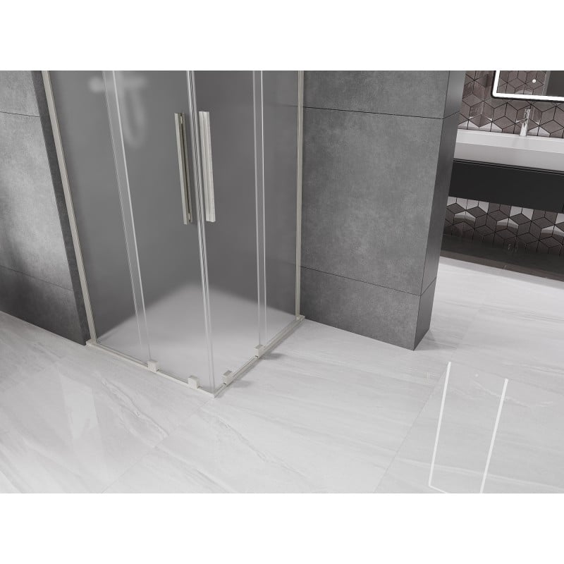 Mexen Velar L Duo cabine de douche coulissante 80 x 80 cm, givré, nickel brossé - 871-080-080-02-33-97