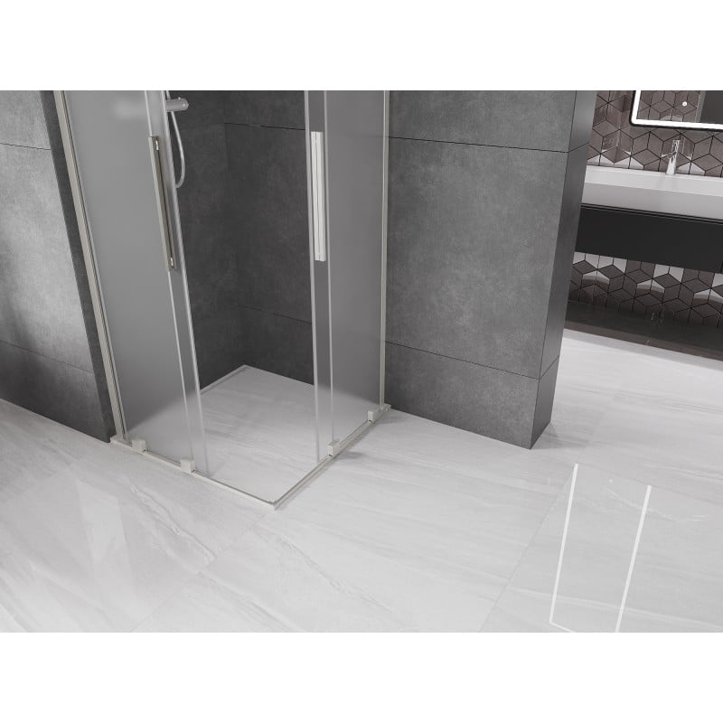 Mexen Velar L Duo cabine de douche coulissante 80 x 80 cm, givré, nickel brossé - 871-080-080-02-33-97