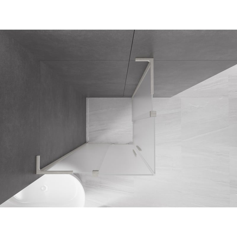 Mexen Velar L Duo cabine de douche coulissante 80 x 80 cm, givré, nickel brossé - 871-080-080-02-33-97