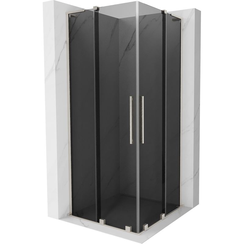 Mexen Velar L Duo cabine de douche coulissante 80 x 80 cm, graphite, nickel brossé - 871-080-080-02-43-97