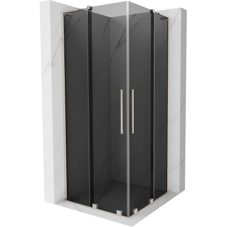 Mexen Velar L Duo cabine de douche coulissante 80 x 80 cm, graphite, nickel brossé - 871-080-080-02-43-97