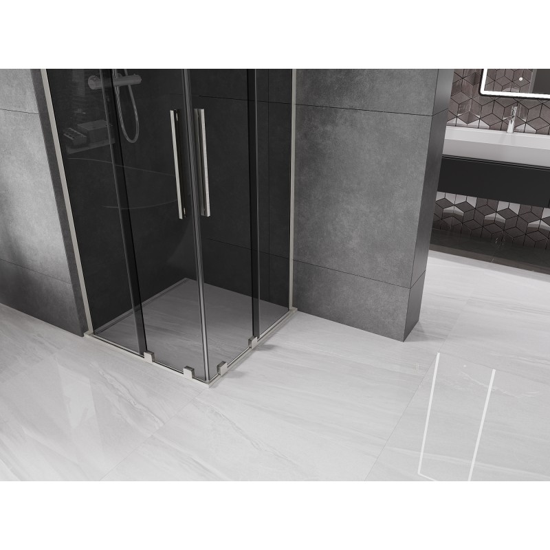 Mexen Velar L Duo cabine de douche coulissante 90 x 90 cm, graphite, nickel brossé - 871-090-090-02-43-97