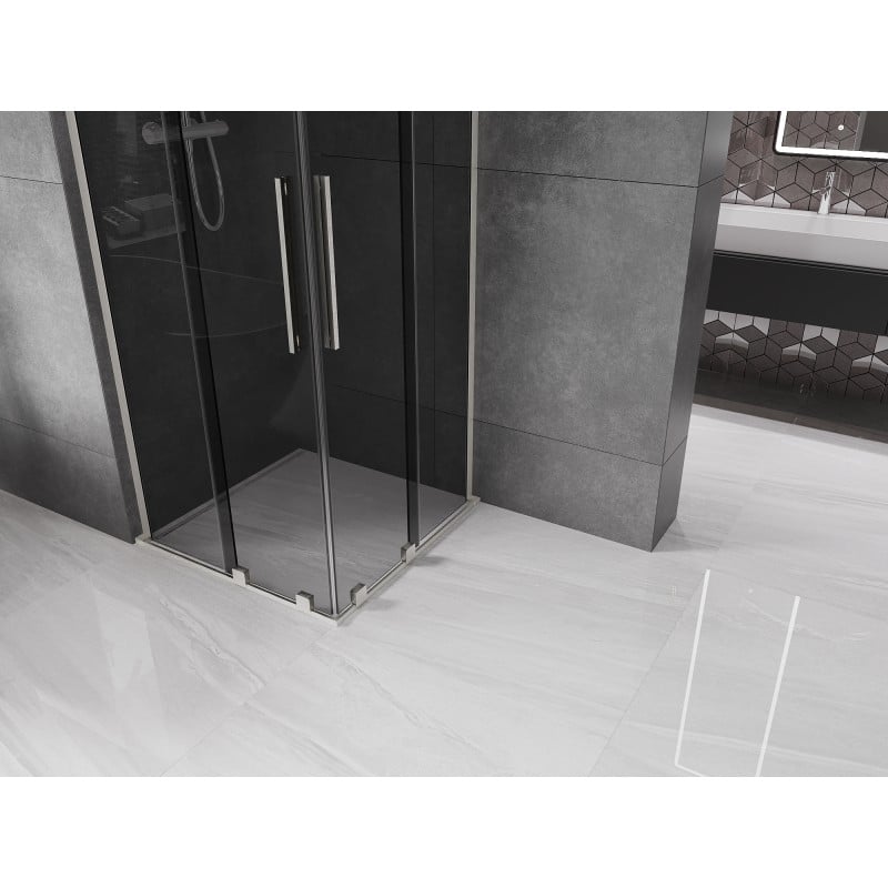 Mexen Velar L Duo cabine de douche coulissante 100 x 100 cm, graphite, nickel brossé - 871-100-100-02-43-97