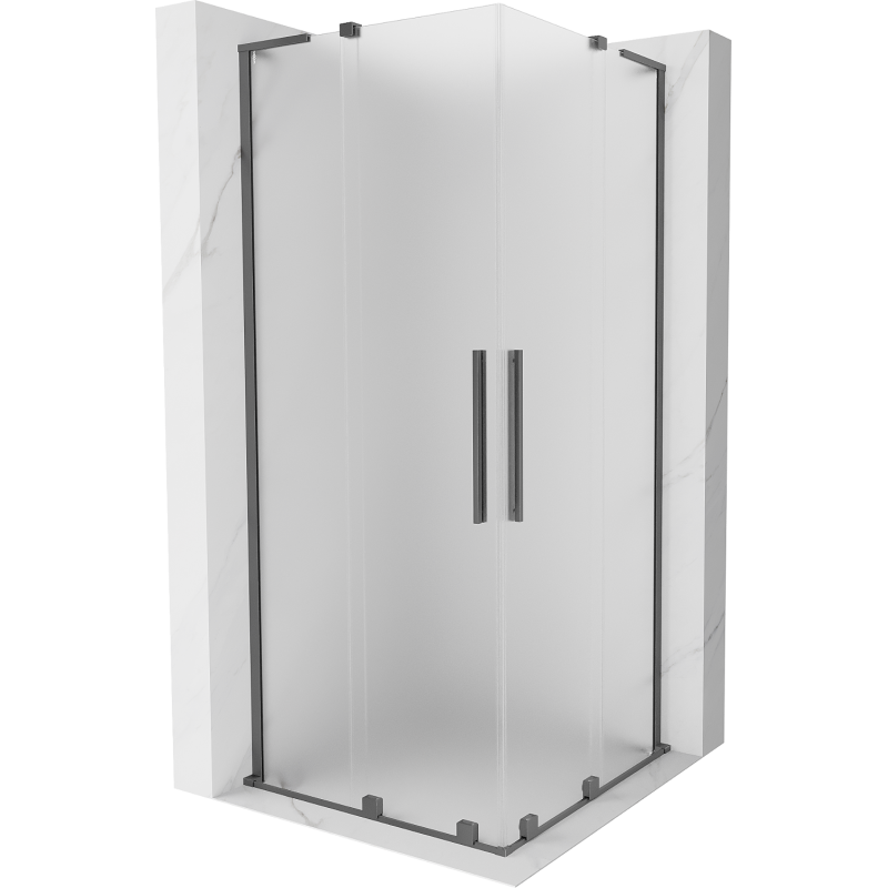 Mexen Velar L Duo cabine de douche coulissante 90 x 90 cm, givrée, gun metal - 871-090-090-02-33-95