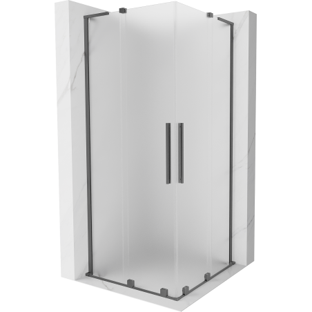 Mexen Velar L Duo cabine de douche coulissante 90 x 90 cm, givrée, gun metal - 871-090-090-02-33-95