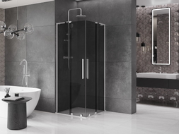 Mexen Velar L Duo cabine de douche coulissante 90 x 90 cm, graphite, chrome - 871-090-090-02-43-01
