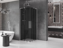 Mexen Velar L Duo cabine de douche coulissante 100 x 100 cm, graphite, chrome - 871-100-100-02-43-01