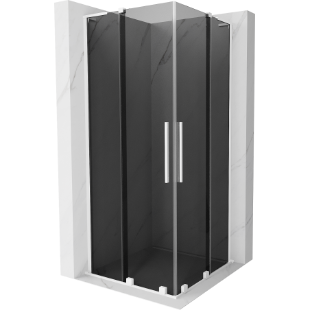 Mexen Velar L Cabine de douche double coulissante 80 x 80 cm, graphite, blanche - 871-080-080-02-43-20
