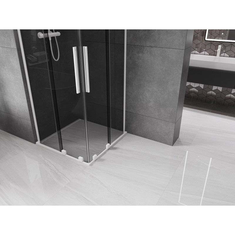 Mexen Velar L Duo cabine de douche coulissante 100 x 100 cm, graphite, blanc - 871-100-100-02-43-20